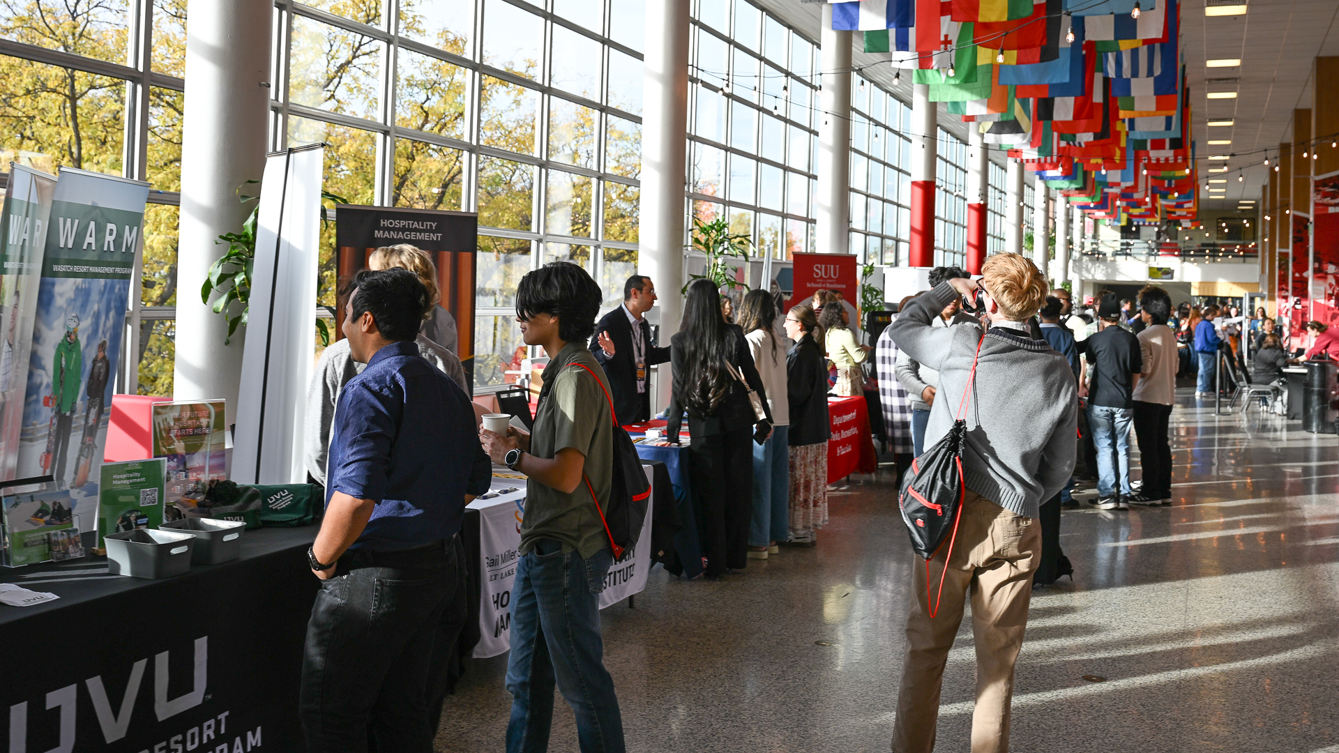 The crowded corridor of the student union building during the 2025 Hospitality Rising Summit.